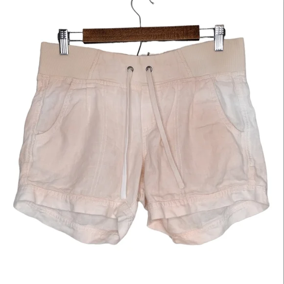 Athleta Women's 100% Linen Peach White Shorts - Picture 1 of 14